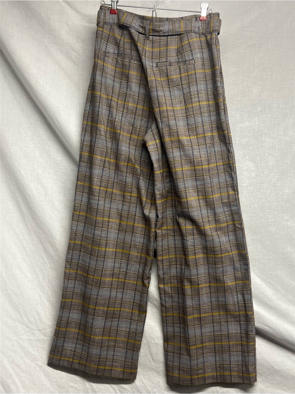 a new day Women’s Plaid High-Waist Wide Leg Pants Brown/Yellow Sz 2 - Picture 8 of 10